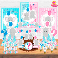 Kit Decoração de Festa Aniversário Chá Revelação Elefantinho Rosa e Azul Qfestança -78 Itens