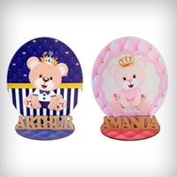 12 Display Centro Mesa Urso Rosa e Azul Chá Revelação Personalizado Lembranças Festa