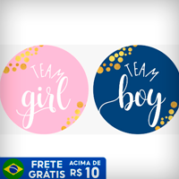 20 Adesivos chá revelação 3,5cm - azul marinho e rosa