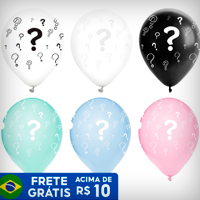 Balão Interrogação Decoração Chá Revelação 25 Unidades 10 Polegadas