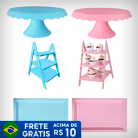Kit Decoração Chá Revelação Boleira Escada E bandeja