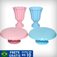Kit Boleira e Vaso Para Decoração 4 Peças