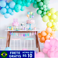Kit 200 Bexigas Arco Desconstruído + Fita + Bomba de Brinde - Festa Infantil Chá de Revelação
