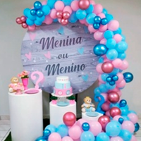 Kit 150 Balões Azul Tam9 + Rosa Claro/Metalizado Tam5 - Balão Bexiga Lisa/Cromado Para Chá Revelação e Festas