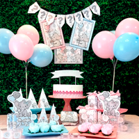 Chá revelação Kit decoração festa 70 itens
