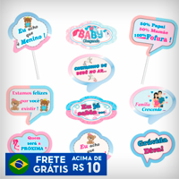 Plaquinhas Divertidas Chá de Revelação (10 plaquinhas)