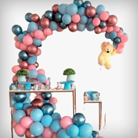 Kit Arco 150 Balão Bexiga Chá Revelação Rosa + Azul Metalizado Cromado