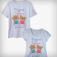 Kit Camiseta Casal Chá Revelação Menino ou Menina Ursinhos