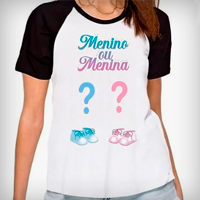 Camiseta chá revelação gestante gravidez família