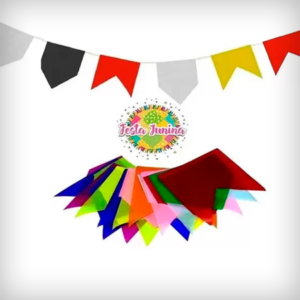 20 Metros Bandeirinhas de Papel Para Festa Junina Colorida - Real Seda