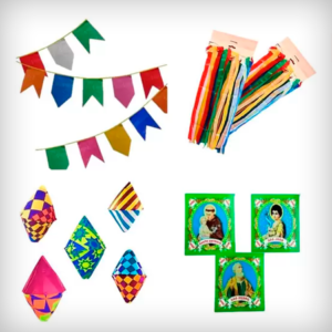 Kit festa junina decoração bandeirinhas fitas balões santo antonio são joão - Real Seda