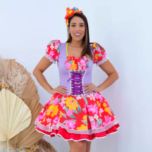 Vestido Festa Junina Rodado Caipira Adulto Anita - Fest Island