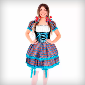 Vestido Festa Junina Adulto Xadrez de Luxo - Fantasias Carol CM