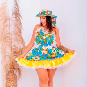 Vestido Festa Junina Rodado Caipira Adulto Avental Arraia Quadrilha - Fest Island
