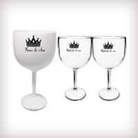 3 Taças Gin Acrilico 550ml Branca e Transparente Despedida de Solteira - KrystalON