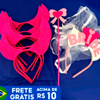 Kit Bride Despedida de Solteira 1 Tiara Veuzinho De Noiva + 9 Tiaras Chifrinhos Pink