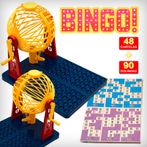 Jogo de Bingo c/ 48 Cartelas e 90 Bolinhas Brinquedo de Festa Junina
