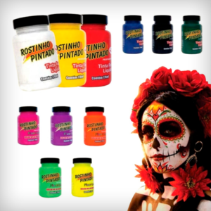 Tinta Liquida Maquiagem Artística Facial e Corporal Rostinho Pintado 170ml ou Kit Pintura Palhaço Festa Fantasia Carnaval Hallowen